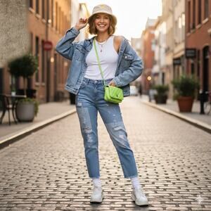 Gilded Intent Two-Tone Straight Leg Jeans